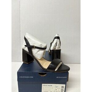 Cole Haan Women's Black Leather Josie Block Heel Sandals Strappy Size 9B